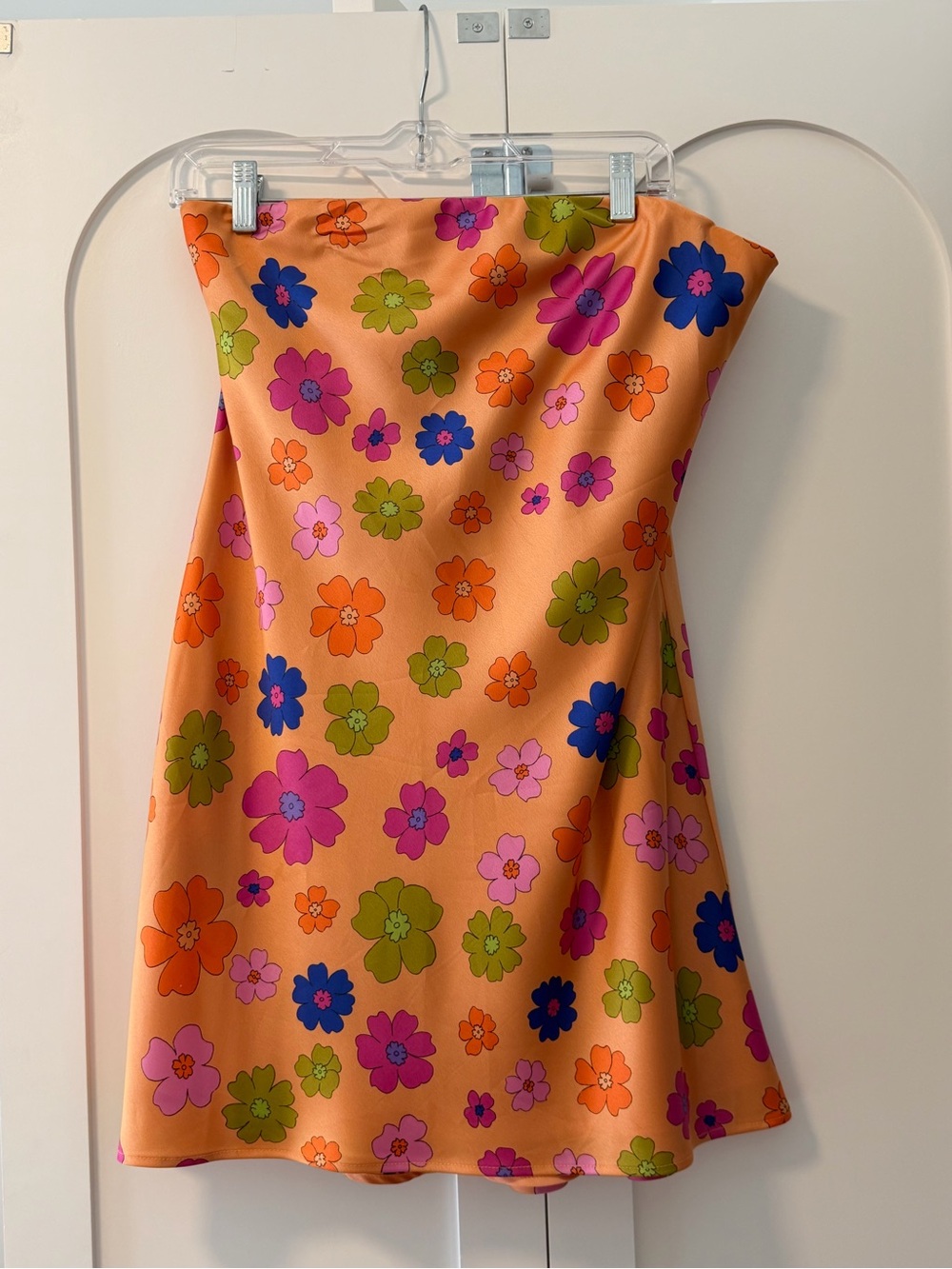 Show Me Your MuMu Orange Floral Strapless Mini Dress